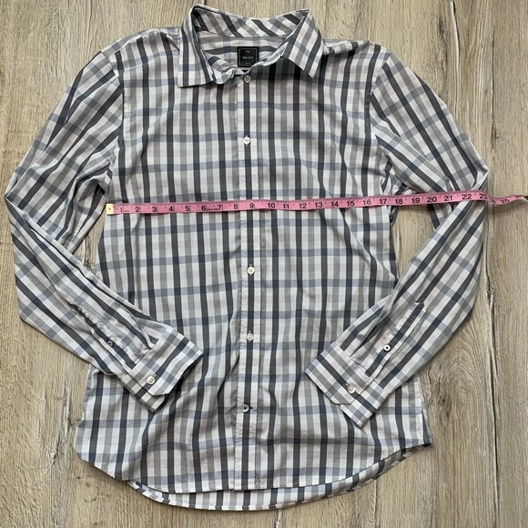 Gap Non Iron Slim Fit Button Down Shirt Grey Sz L - Picture 8 of 10